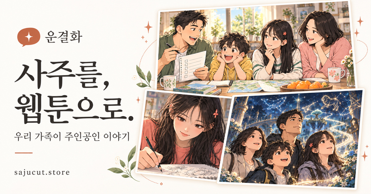 사주를 웹툰으로, 운결화 공유 이미지